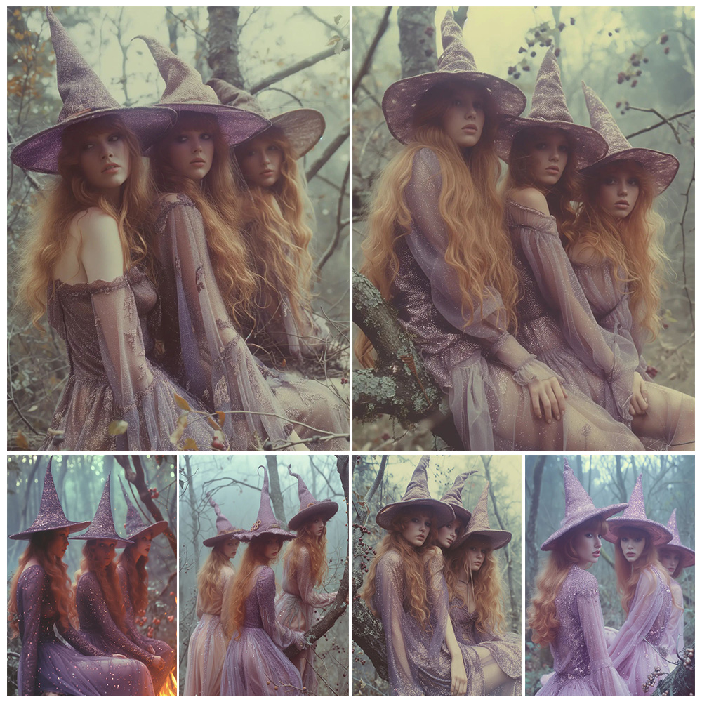 Photography Young - Drie Jonge Heksenzusters, Vintage Fotografie Kunst,