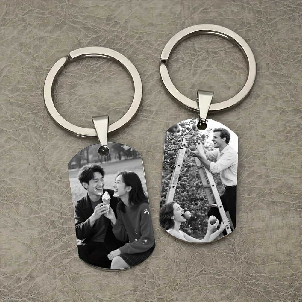 Photographic Memory - Gepersonaliseerde sleutelhanger met gegraveerde naam, foto,
