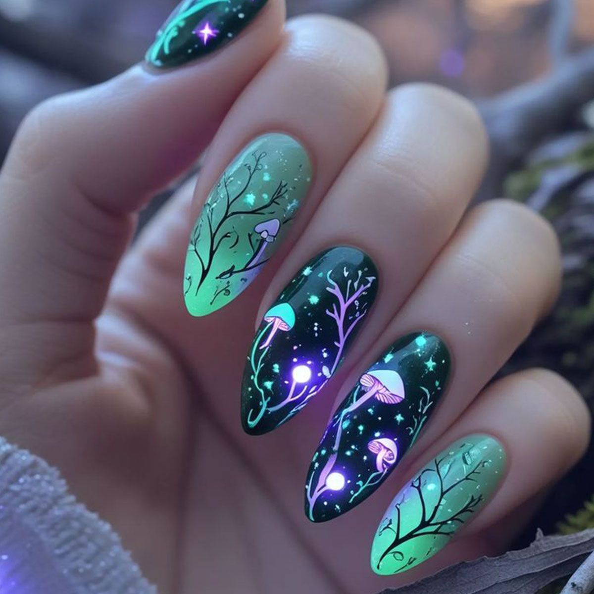 Photography Tips - Amandelpers op nagels Paddestoel Nepnagels Blad