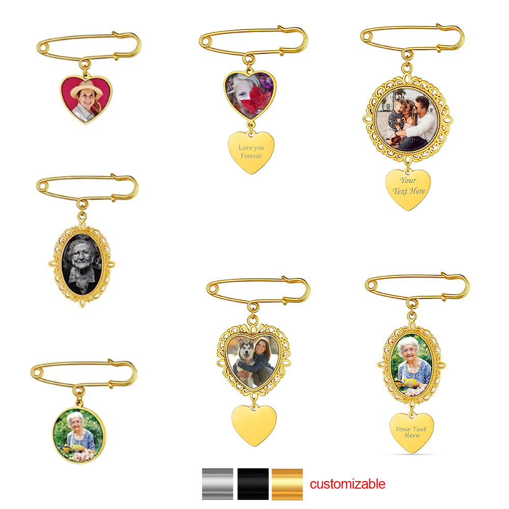 Photographic Memory - U7 Aangepaste Foto Broches Bruidsboeket Hart