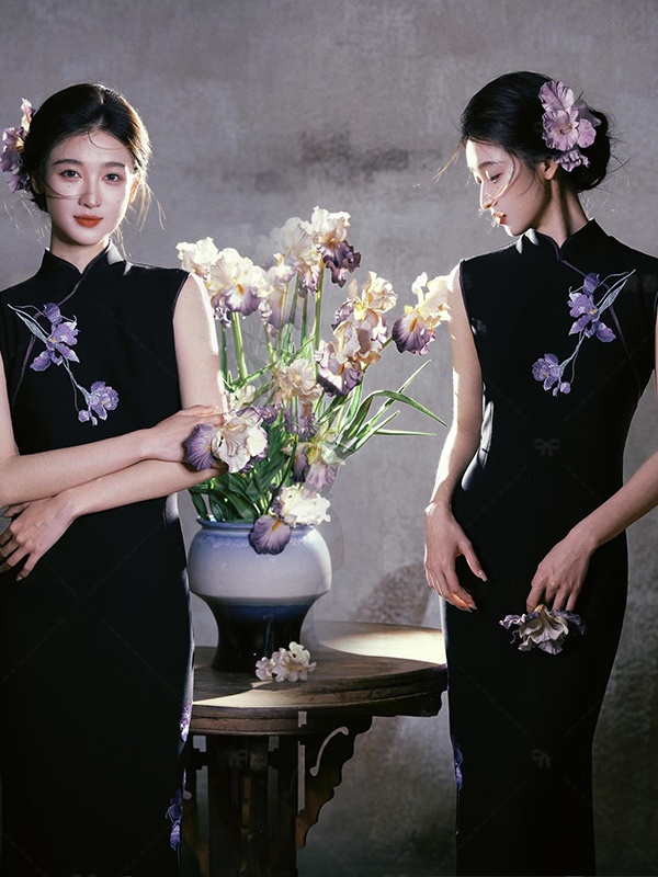 Photography Young - Nieuwe Chinese stijl vintage zwarte geborduurde