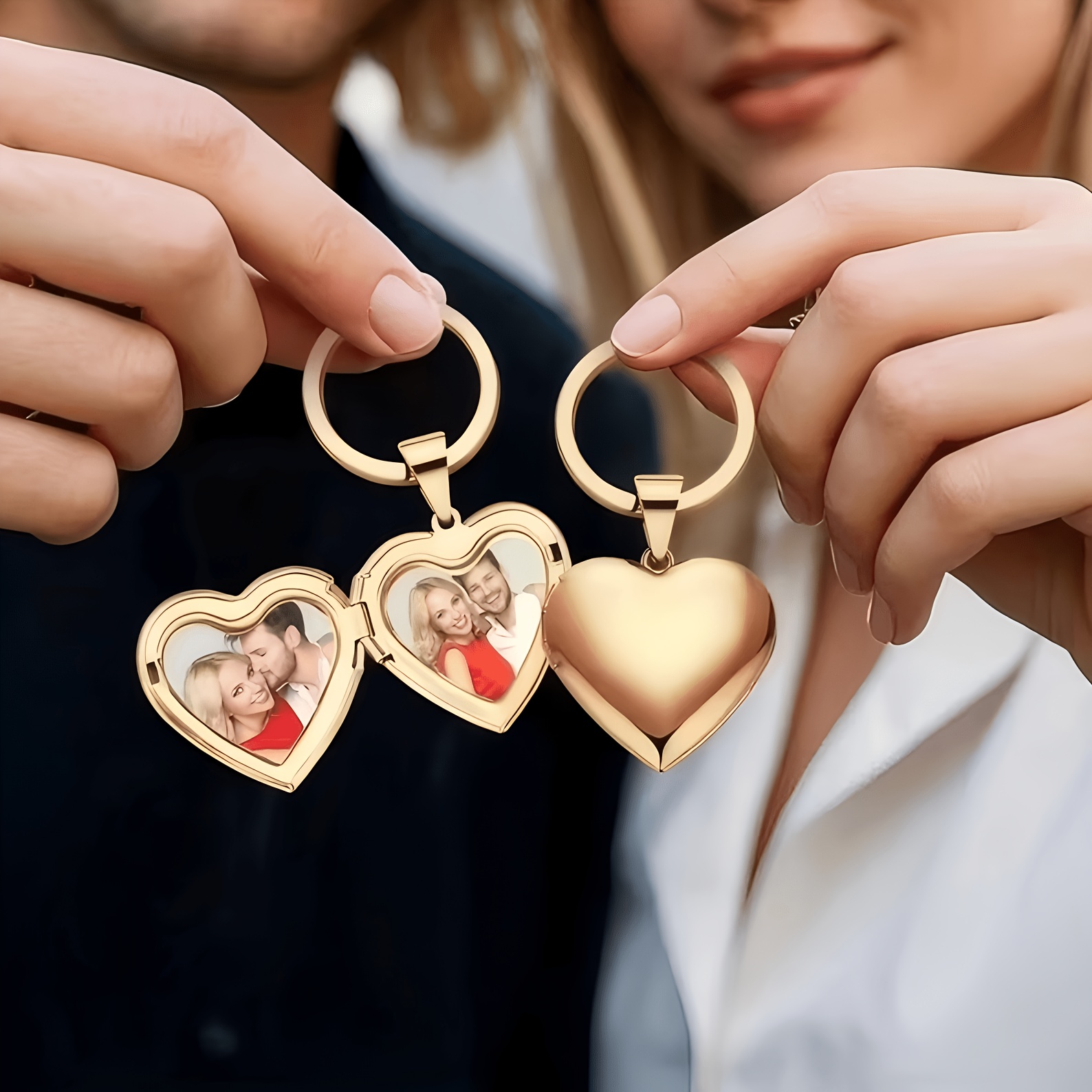 Photographic Memory - Gepersonaliseerde 1/2 Foto Hartvormige Sleutelhanger met