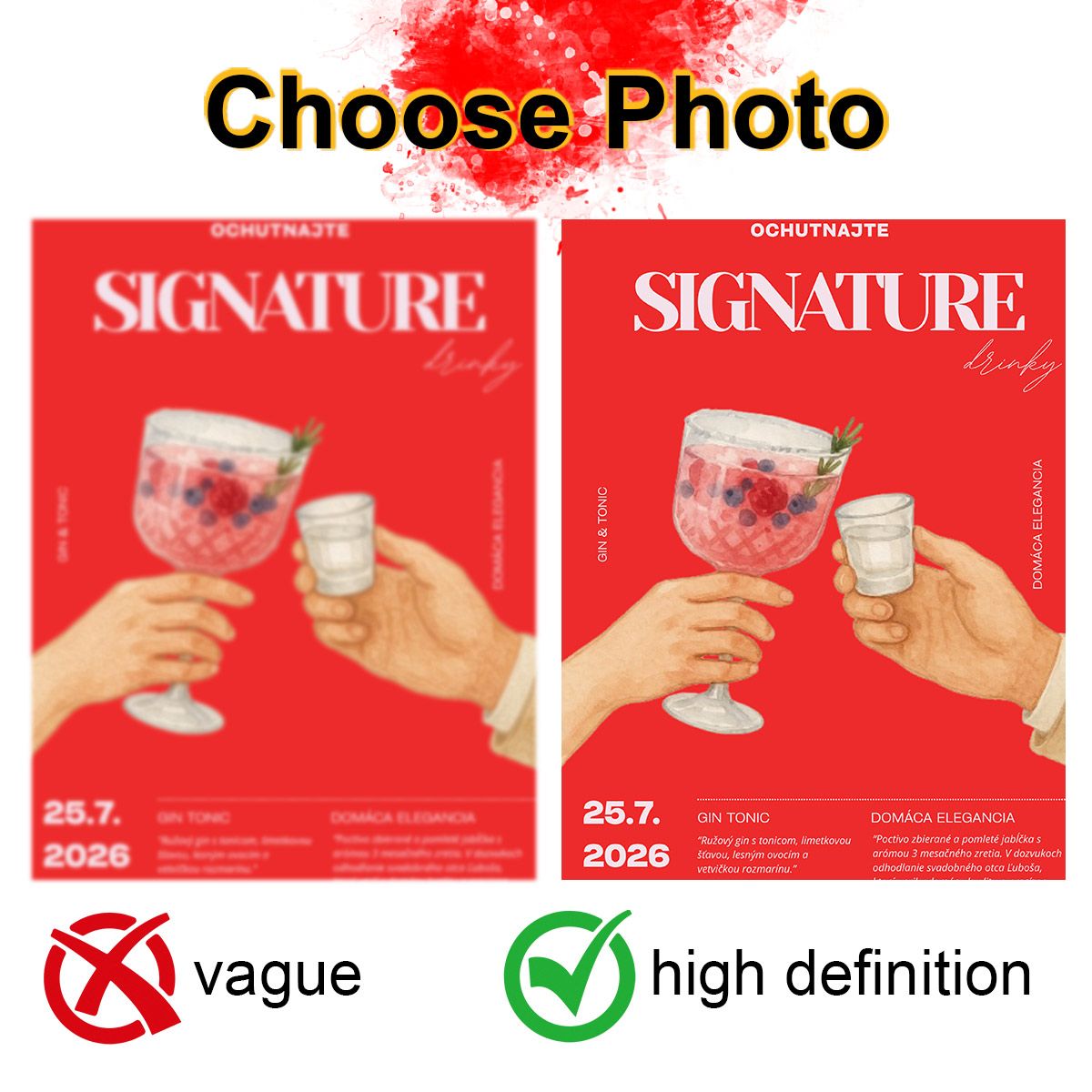 Photography Poster - Aangepaste foto reclameposter gepersonaliseerde dranken wanddecoratie