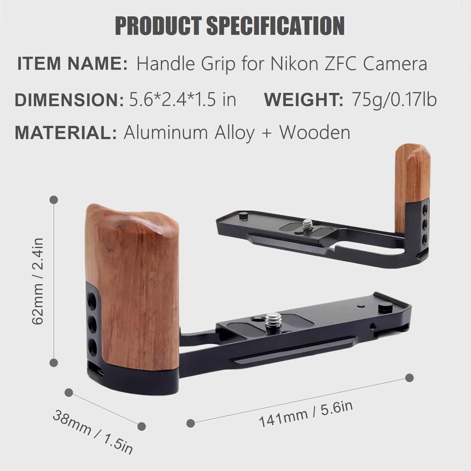Handgreep, houten L-vormige ha - Camera Cold Shoe recensie en prijs
