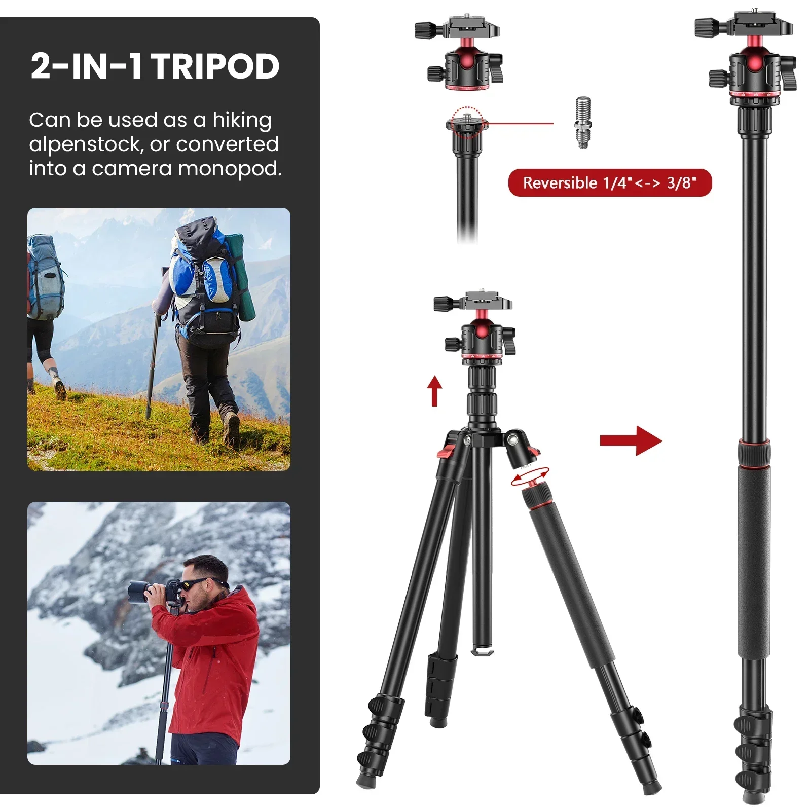 EVUMO GF2 Reisstatief 1,73 m A - Camera Tripod Carbon recensie en prijs